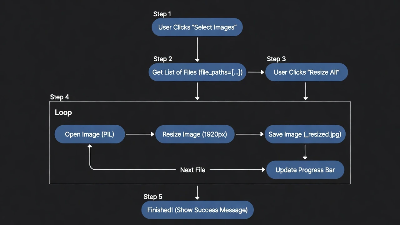 Logic Flow of Batch Image Resizer with Python