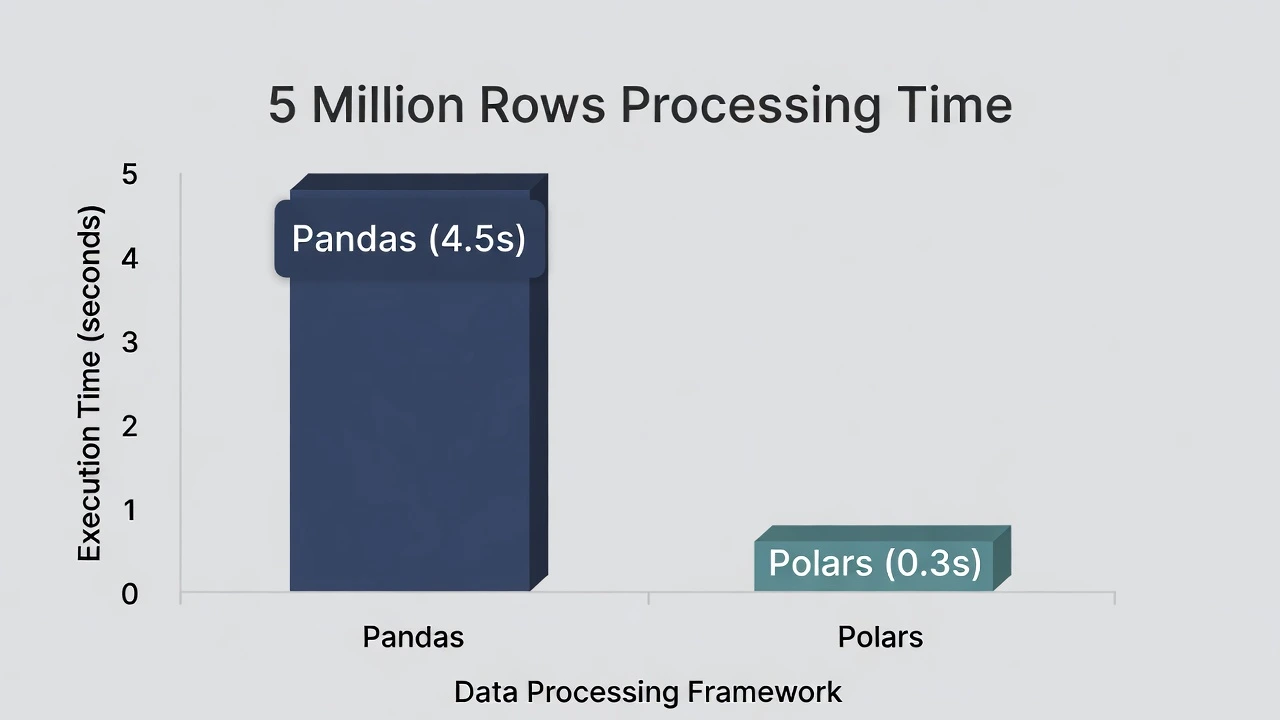 Pandas vs Polars comparing execution time