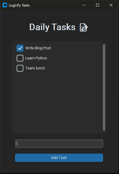 todo list desktop app built with python customtkinter