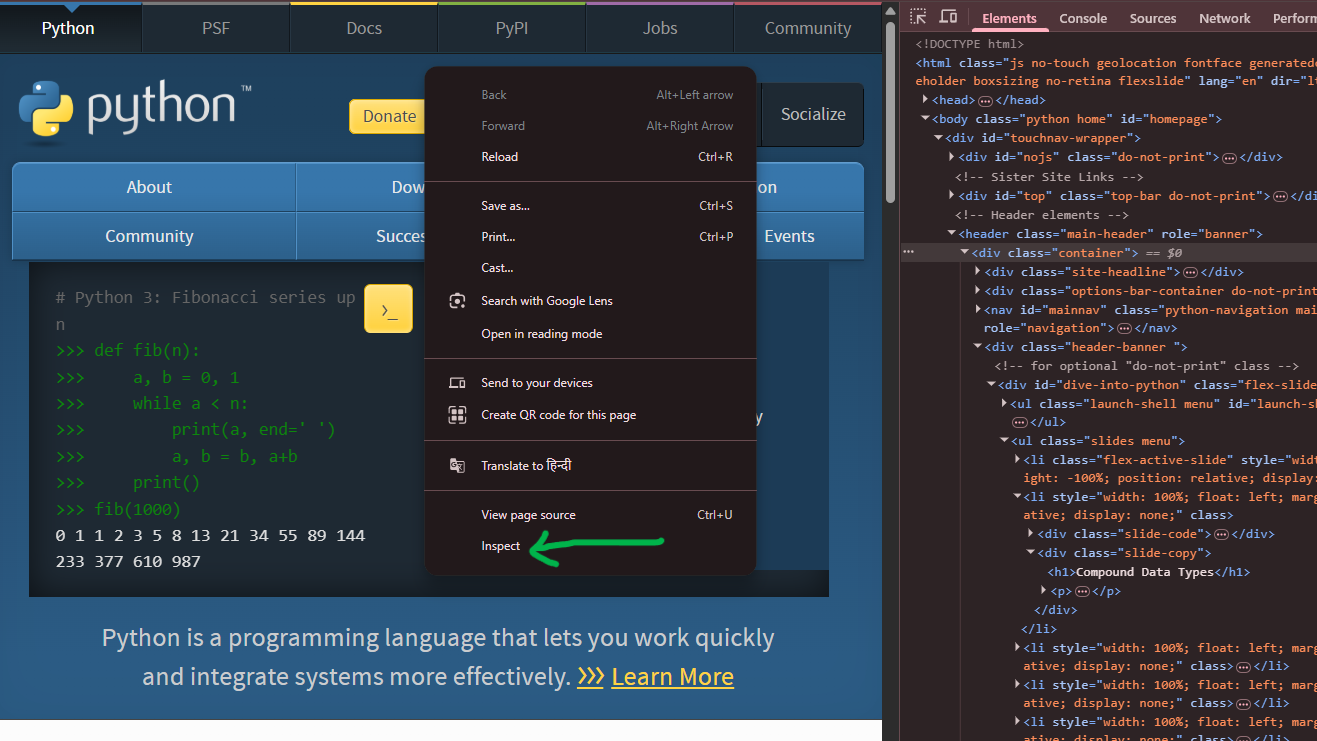 Inspect HTML By Chrome Developer Tool
