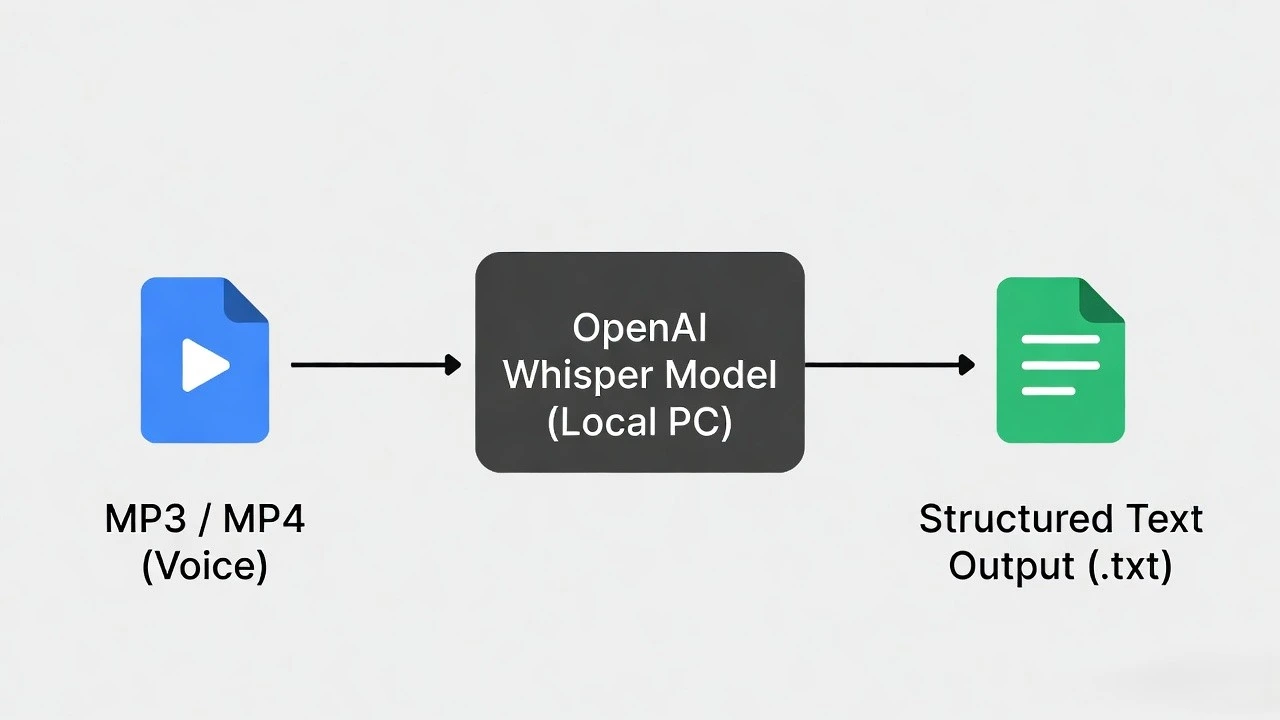 Diagram Offline AI Transcription Bot with Python & Whisper